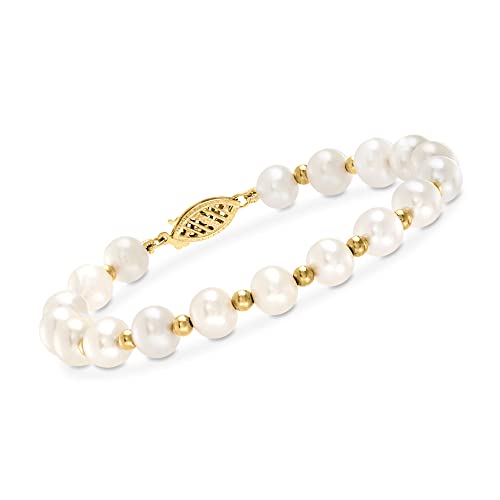 Ross-Simons 6-7mm Cultured Pearl Bracelet With 14kt Yellow Gold