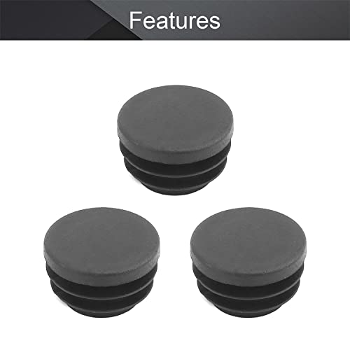 MroMax 50Pcs 0.87" OD Plastic Round Plugs Black Tubing End Cap Inserts for Metal Tubing and Fences Post Glide Protection for Furniture Table and Chair Legs - Image 3