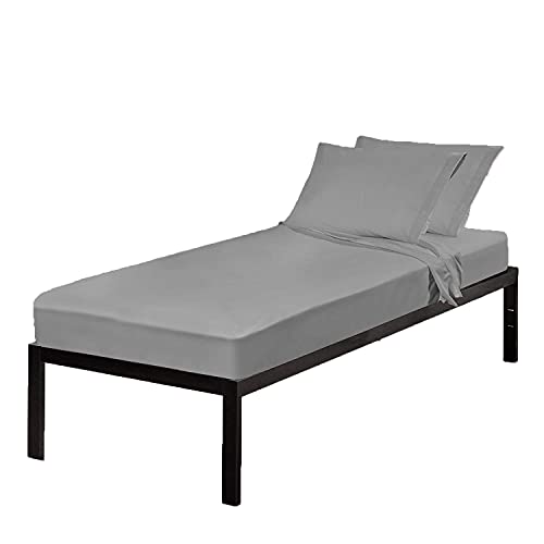 College Dorm Cotton Twin Extra Long 4 Piece Sheet Set (Grey)