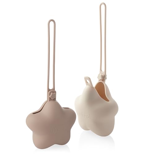 Image of Ali+Oli BPA-Free Silicone Pacifier Holder Case (2-pk) Diaper Bag Accessory Newborn Travel Baby Pacifier Pouch (Taupe-Sand)