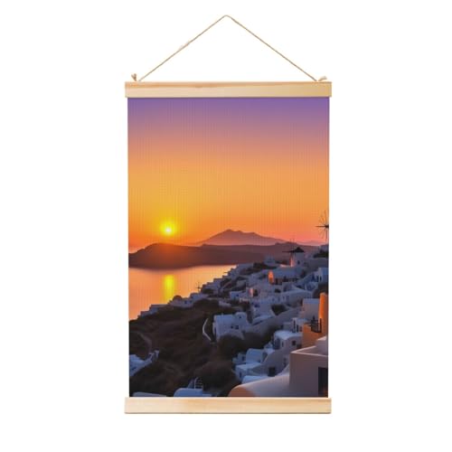 Poster Grèce et coucher de soleil pour une déco de salon épurée