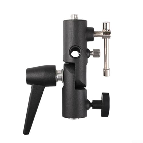 Adattatore per staffa: questo supporto per flash per fotocamera è progettato per supportare flash Speedlite su un supporto leggero, ma può anche essere utilizzato per contenere vari dispositivi montabili con filettatura da 14 o 38, come flash per fotocamera, pannello luminoso a LED, softbox di illuminazione, luce stroboscopica e altro ancora.