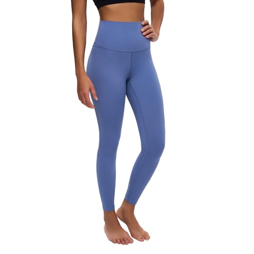 Awwena Wenabutter - Leggings de entrenamiento para mujer, ropa de descanso, funcional, fitness, correr, cintura alta, pantalones de gimnasio, 25 pulgadas, Gota de agua azul, Large