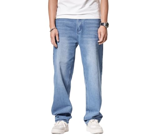 Men's Baggy Jeans 90s Style Loose Fit Denim Pants Casual