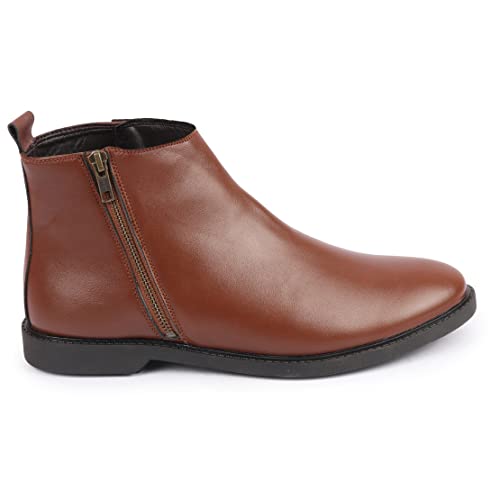 Image of FAUSTO Mens High Ankle Zipper Closure Chelsea Boots | Winter Riding Formal & Casual Style Shoes For Denim Outfits