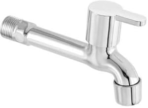 ZESTA Stainless Steel Brass Disc Flora Long Body Bib Cock Tap with Flange (Standard; Silver) - Pack of 1