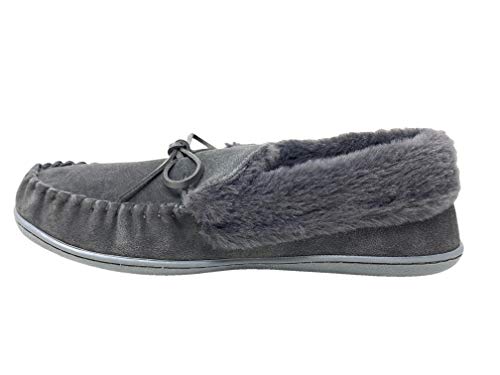 Clarks Women's Faux Fur Lined Moccasin House Shoe Indoor & Outdoor Slipper (7 Medium US, Grey)2