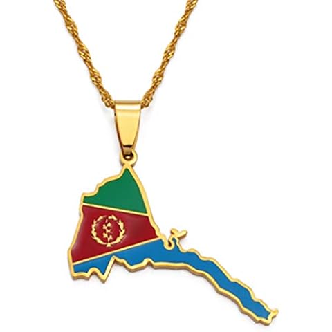 AccessCube Unisex Country Map Flag Pendant Necklace Gold Silver Color Charm Maps Jewelry (Eritrea/Gold), M, enamel, alloy Cover