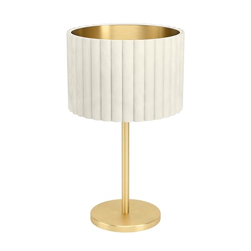 EGLO Tischleuchte TAMARESCO – Vintage Tischlampe in Gold/Weiß mit...