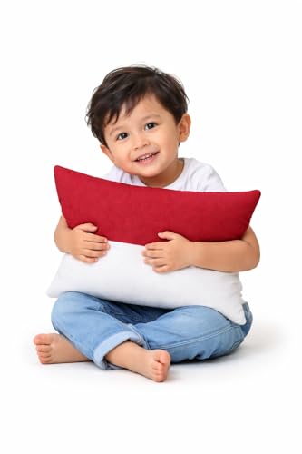 Image of ARLinen Hollow Fiber Sleeping Pillow - Set of 1, Height Adjustable, Soft & Fluffy Comfort, White & Burgundy, 36x20 Inch with 300g Extra Fiber for Custom Comfort, Pillow Covers Included