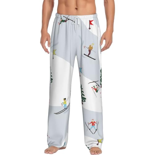 Winter Skiing Skier Leisure Ski Fun Men'S Pajama Pants Lounge Pj Sleepwear Pants For Men