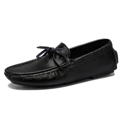 Men's Trendy Bow - Accent Leather Loafers, Fashion Casual Footwear - Perfect for Weekend Outings, Coffee Runs & Daily Errands