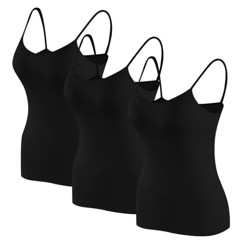 Ninedayx 3Pcs Sports Tops With Built In Bra Uk Stylish Spaghetti Straps Tank Top With Shelf Bra 2 In 1 Women Wirefree Padded Vest Ladies Summer Camisole Breathable Medium Support Bras Running Shirt