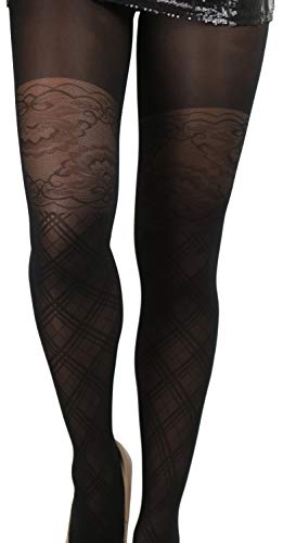 Image of ToBeInStyle Women's Faux Thigh High Opaque Print Nylon Tights