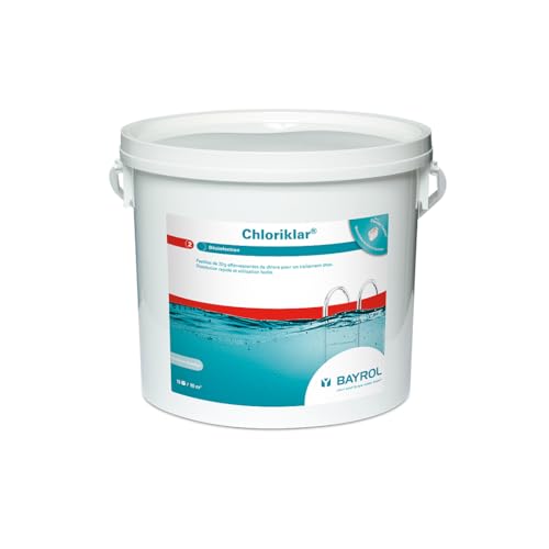 BAYROL Chloriklar 5 kg - Pastilles effervescentes de Chlore 20g - chloration Choc Piscine - désinfection Rapide - Traitement des algues Vertes & Eau Trouble - Dosage...