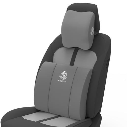 Image of MRRON Series Memory Foam Neck Rest & Extra Lumbar, Relief Pillow, 100% Soft Memory Foam Pillow, Adjustable Strap, Cervical Support for Car Seat. (Grey, Lumbar)