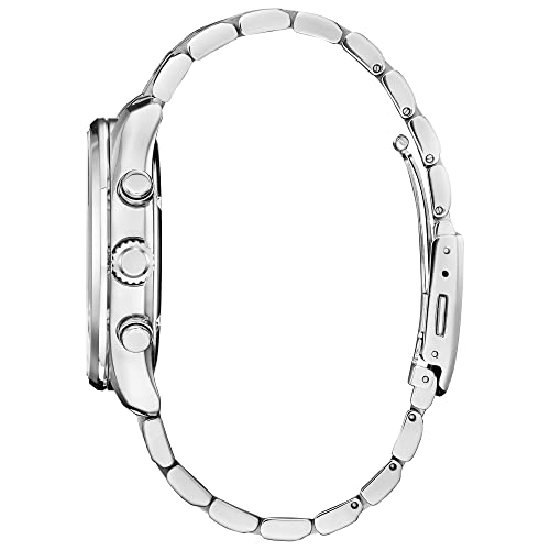 Citizen Men's Sport Luxury Eco-Drive Chronograph Watch, 12/24 Hour Time, Date, 100 Meters Water Resistant, Stainless Steel