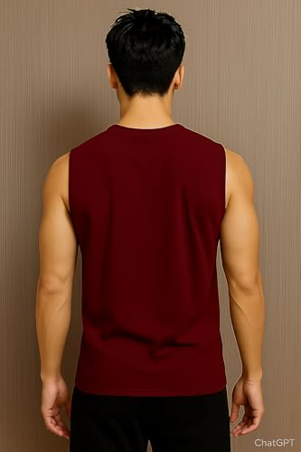 Image of JUGULAR Tank Tops Sleeveless T-Shirt for Men Gym Wear Vest Solid Stylish Round Neck Running for Sports Workout Fitness & Casual or Beach Wear
