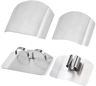 Zhongtou 4Pcs Finger Guard Chopping, Kitchen Finger Protector Shield Stainless Steel Finger Guards for Protecting Your Fingers Slicing from Knife Cutting Hurts Finger Protector Gadget (2 Styles)