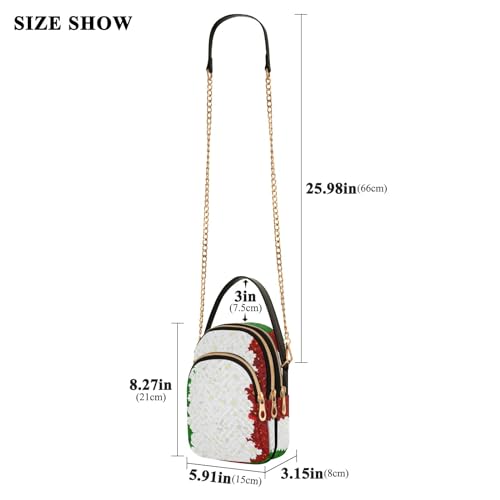SUABO Crossbody Bag for Women, Italian Flag with A Flowering Pattern Phone Purse Detachable Chain Bag Shoulder Handbag Wallet3