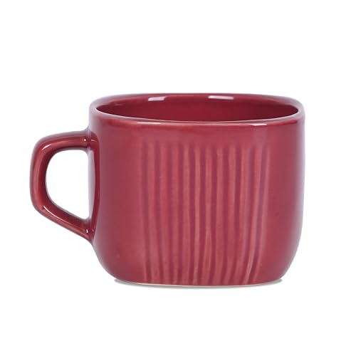 Image of DATA Ceramic Zen Coffee Mugs in Maroon, Set of 6, 199 ml