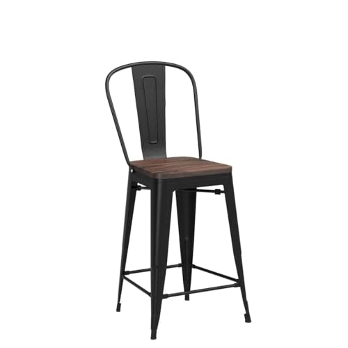 Yongqiang-Barstools-Set-of-4-Counter-Height-Bar-Stools-for-Kitchen-Island-Farmhouse-Metal-High-Back-Bar-Chairs-Wooden-Seat-24-Matte-Black Yongqiang Barstools Set of 4 Counter Height Bar Stools for Kitchen Island Farmhouse Metal High Back Bar Chairs Wooden Seat 24 Matte Black