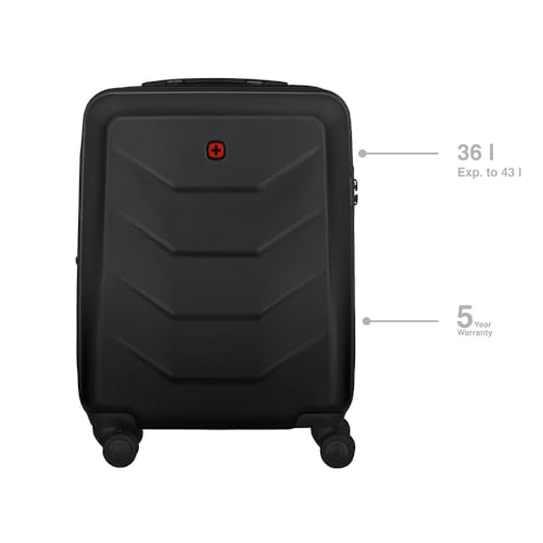 Wenger Prymo Carry-On Hard Side case with 4 Wheels, Carry-on, 36 (43) L, Hard-Shell, Security Lock, for Men and Women, Travel or Vacation, Black, 612536 - Image 4