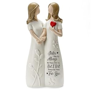 Sister Gift for Women Resin Sister Figurines for Women Bestie Friendship Christmas & Birthday Gift (White)