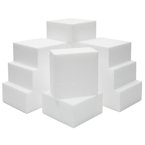 Juvale Bloques Cuadrados de Espuma para Escultura, Modelado, Manualidades y Manualidades, 12 Unidades, Color Blanco, 10 x 10 x 5 cm Cada uno