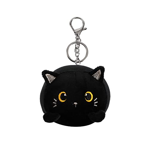 I-TOTAL® - Portachiave con gancio, simpatico animaletto morbido peluche 10 x 11 x 9 cm (GATTO NERO)