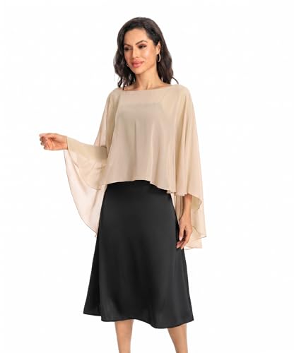 Image of Baoqiya Chiffon Capes Sheer Capelets Long Cape Poncho For Women Plus Size
