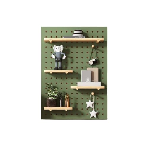 GUIXIAOGUO パンチングボード 洞洞板 壁 高級木製 有孔ボード 実木エコボード ヴィンテージ 壁掛け DIY 収納セット 壁面収納 壁掛け棚 玄関収納ラック リビング 玄関 オフィス 店舗用 廊下 居間 寝室 化粧台 書斎 (グリーン-長方形,4
