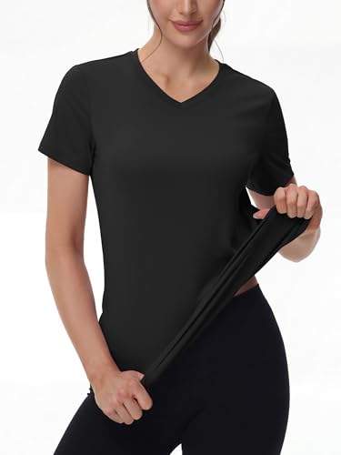 Image of MAGCOMSEN Women's Short Sleeve T-Shirt Quick Dry Athletic Tee Shirt Running Workout Yoga Top Tee Performance Shirts