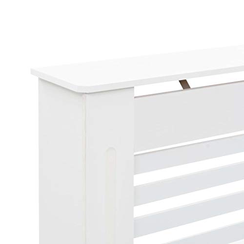 Unfade Memory MDF Radiator Cover Heating Cabinet with Additional Shelf Living Room Furniture Decor White (44.1\"x7.5\"x32.1\", Slatted Design) - Thumbnail 7