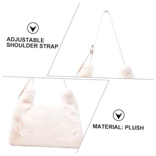 Adjustable Plush Crossbody Bag for Women Stylish White Furry Shoulder Purse Casual Soft Messenger Bag with Comfortable Strap Girlfriend Mom4