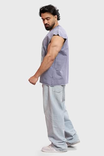 FUAARK Mens Poly-Cotton Sleeveless Gym Vest Dark Grey Light Grey - Image 5