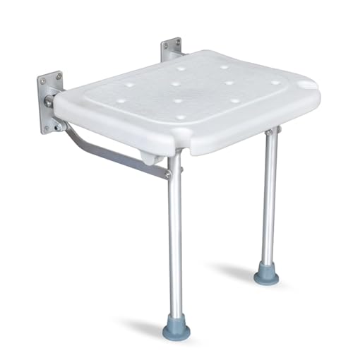 Folding Shower Seat,Wall Mounted Shower Seat for Kids,Seniors, Disabled - Foldable,White Composite, 15.7X 12.6,for Bathroom,Shoe Area,Hallway.Supports 400 lbs - Tub's Can Folding C (Grey)