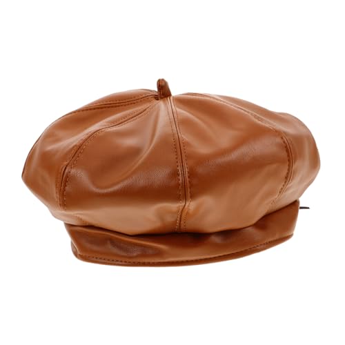 Adorable Beret Hat Fashionable PU Leather Design for Parties Daily Wear Cosplay Comfortable and Durable Beret Unique Outdoor Decorative Cap for Boys