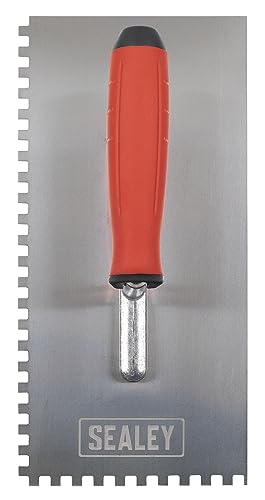 Sealey 270mm Stainless Steel Notch Trowel, Rubber Handle, Aluminium Foot, 6mm - T7806 - Image 3