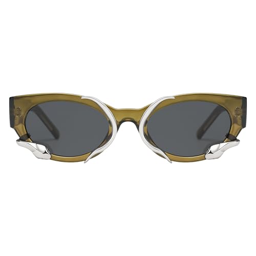 Trendy Sunglasses for Women Men Vintage Narrow Cateye Metal Snake Sunnie Y2k Accessories AP3621