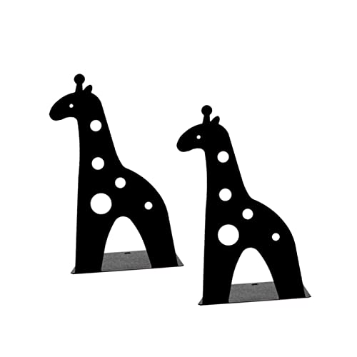Cabilock Unique Cartoon Giraffe Bookends Sturdy Metal Book Supports Bookends Shelves Decorative Set