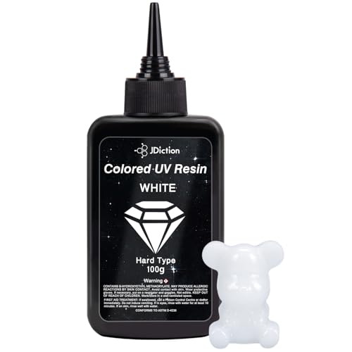 JDiction UV Resin White 100g Colored UV Resin Odorless and Hard UV Resins Kit for Jewelry Making Colored Resins Casting and Coating Crafts and Decoration