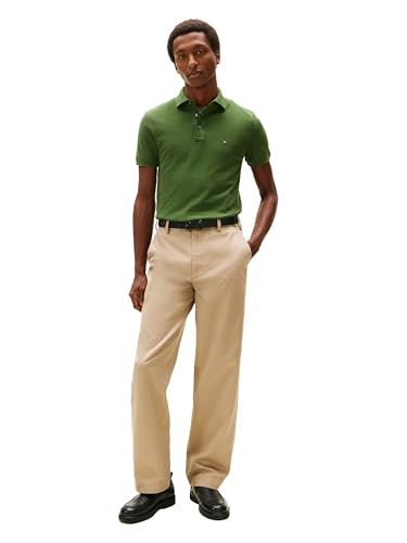 Image of Tommy Hilfiger Men's Short Sleeve Polo Shirts in Slim Fit with Stretch and Organic Pique Cotton