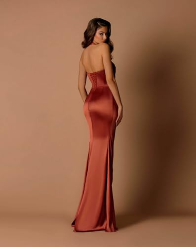 Halter Satin Bridesmaid Dresses for Women Long Mermaid Prom Dress Ruched Evening Formal Gowns with Slit4