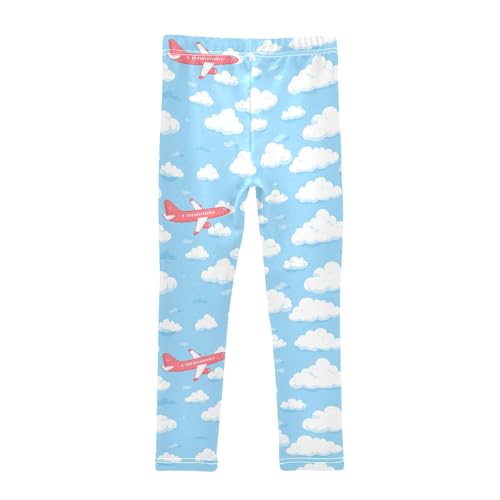 Simple Airplane Girls Leggings,Workout Leggings for Girls Toddler Athletic Legging Size for 3-10T2