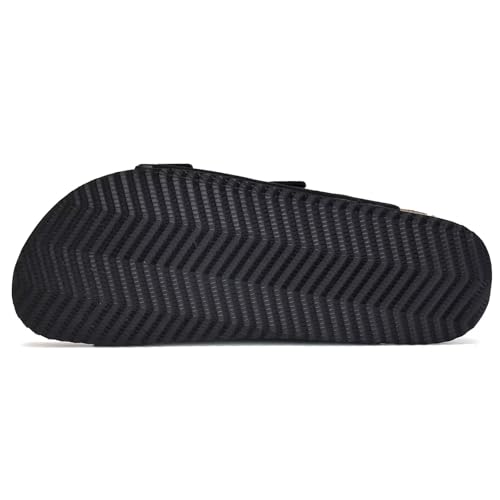 Image of Torotto Mens Slides with Cork Footbed Open Toe Adjustable Webbing Flat Sandals for Walking | Beach | Indoor