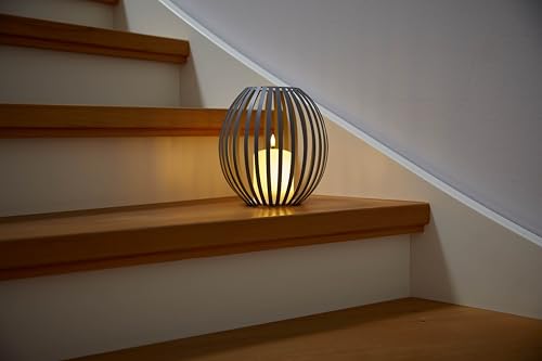 Northpoint LED Kerzenlaterne Windlicht für Innen und Außen batteriebetrieben warmweißes Licht mit Timer Kerzenschein Flackereffekt Grau