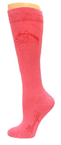 Wrangler Ladies Cushioned Horse Head Boot Sock 1 Pair, Hot Pink, W 7.5-9.5 / M 6-8