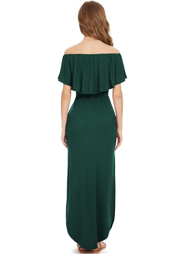 Image of LILBETTER Womens Off The Shoulder Ruffle Party Dresses Side Split Beach Maxi Dress