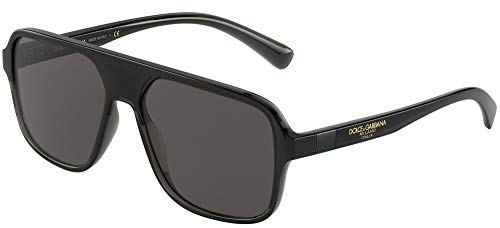 Dolce & Gabbana 0DG6134 Lunettes de Soleil, Transparent Grey/Black, 57 Homme